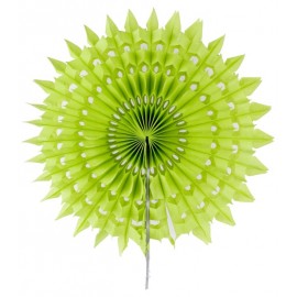 Eventail dentelle papier vert anis 20 cm les 2