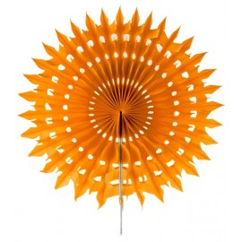 Eventail dentelle papier orange 20 cm les 2