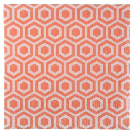Serviette de table vintage corail papier les 20