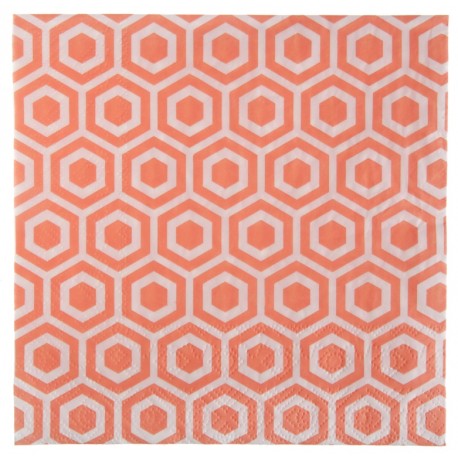 Serviette de table vintage corail papier les 20