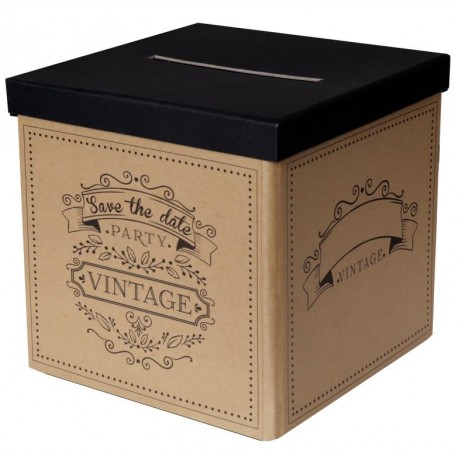 Tirelire vintage kraft naturel carton 20 cm