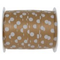 Bolduc kraft naturel à pois blancs 10 mm x 25 M