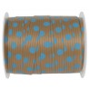 Bolduc kraft naturel à pois turquoise 10 mm x 25 M