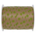 Bolduc kraft naturel à pois vert anis 10 mm x 25 M