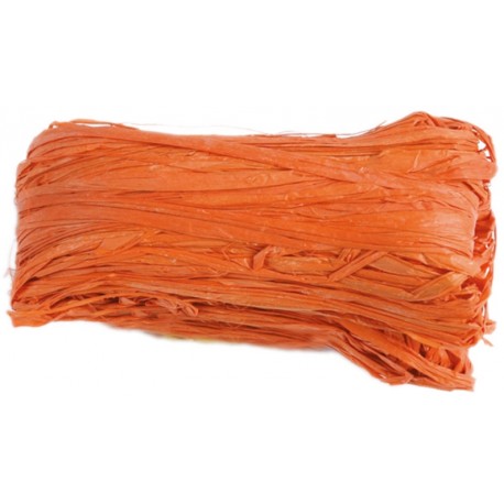 Raphia naturel orange pelote 50 g