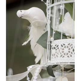 Colombe blanche avec plumes sur pince 15 cm