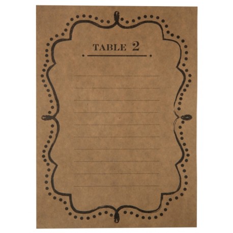 Plan de table vintage kraft de 1 à 10 les 10