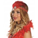Bandeau charleston rouge femme avec plumes