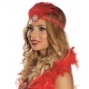 Bandeau charleston rouge femme avec plumes