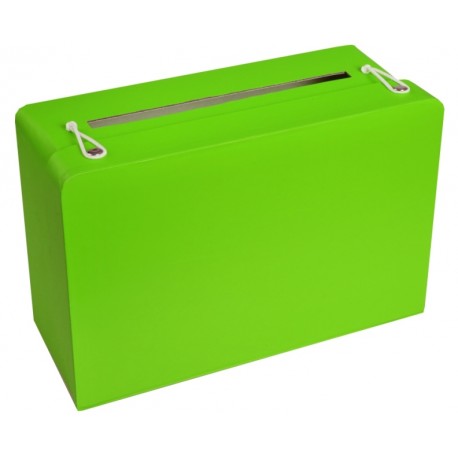 Tirelire valise verte en carton 24 cm