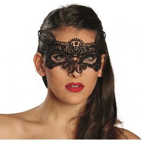 Masque dentellé noir femme