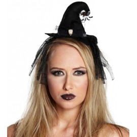 Mini chapeau sorcière noir femme Halloween