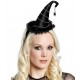 Mini chapeau sorcière noir femme Halloween luxe