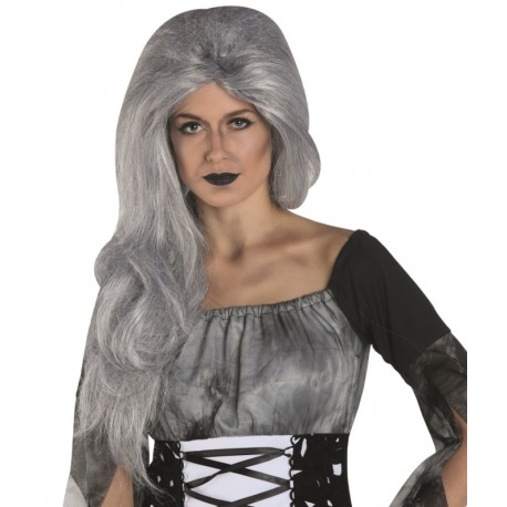 Perruque grise longue femme Halloween