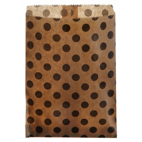 Sachets papier kraft à pois noirs 18 cm les 24