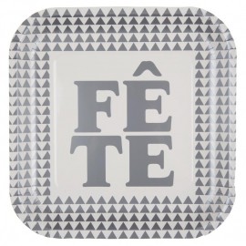 Assiette carton Fête argent 22.5 cm les 10