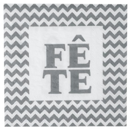 Serviette de table Fête argent papier les 20