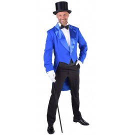 Déguisement queue de pie cabaret bleu cobalt homme luxe