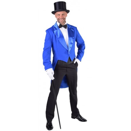 Déguisement queue de pie cabaret bleu cobalt homme luxe