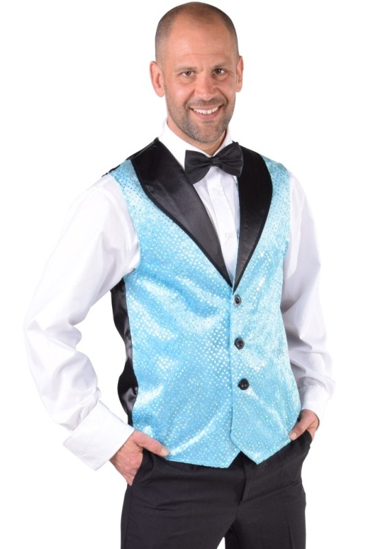 GILET ET NOEUD PAPILLON ARGENT PAILLETTES (XL) | Joyeuses Fées • Le partenaire de vos fêtes et cérémonies
