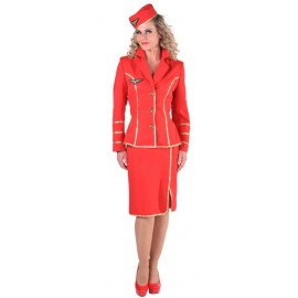 Déguisement hôtesse de l'air 1950 rouge femme luxe