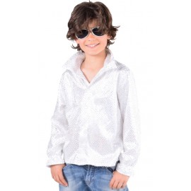 Déguisement chemise disco blanche à paillettes enfant