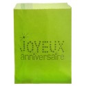 Sachets papier joyeux anniversaire vert anis 18 cm les 24