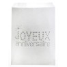 Sachets papier joyeux anniversaire blanc 18 cm les 24
