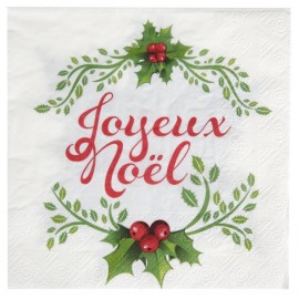 Serviette de table Joyeux Noël papier les 20