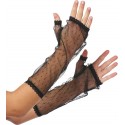 Gants mitaines dentelle plumetis noirs femme