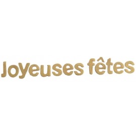 Lettres joyeuses fêtes or en bois décoratives