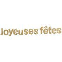 Lettres joyeuses fêtes or en bois décoratives