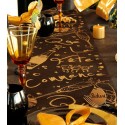 Chemin de table fête noir or pailleté organdi 5 M