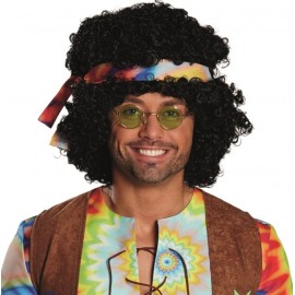 Perruque afro hippie noire adulte