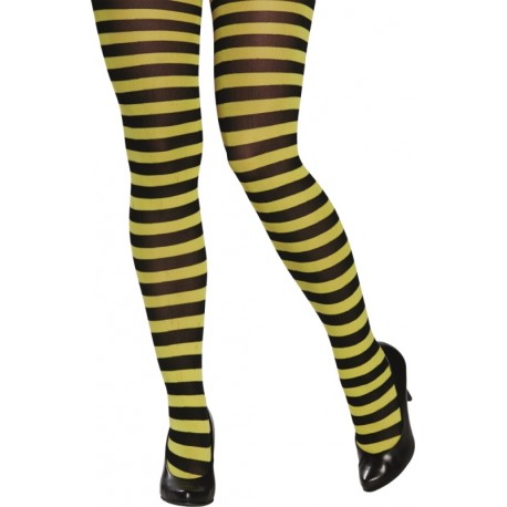 Collant abeille rayé jaune et noir femme