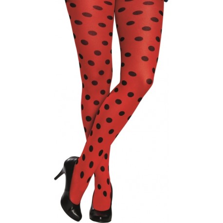 Collant coccinelle rouge à pois noirs femme