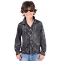 Déguisement chemise disco noire à paillettes enfant