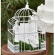 Tirelire cage à oiseaux blanche rectangulaire 34 cm