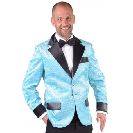 Déguisement veste turquoise à paillettes homme luxe