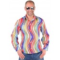 Déguisement chemise hippie rainbow waves homme 70's luxe