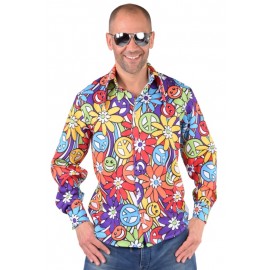 Déguisement chemise hippie smile homme 70's luxe