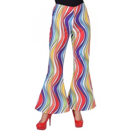 Déguisement pantalon hippie rainbow waves femme luxe