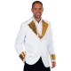 Déguisement veste blanche paillettes sequin or homme luxe