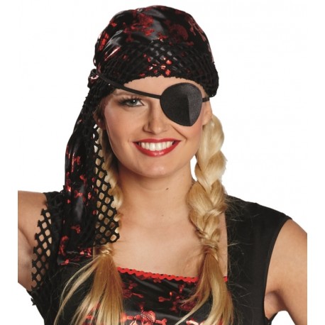 Bandana pirate noir rouge adulte