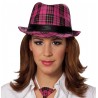 Chapeau borsalino écossais fuchsia noir adulte