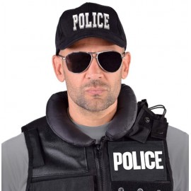 Casquette police noire adulte et enfant luxe