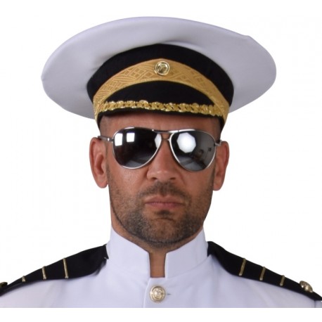 Casquette officier blanc adulte luxe