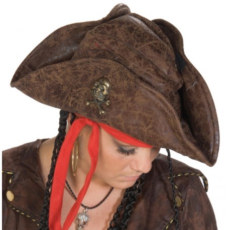 Chapeau pirate brun adulte
