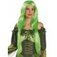 Perruque longue vert fluo femme