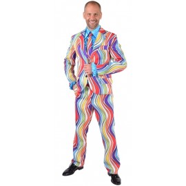 Déguisement costume hippie rainbow waves homme luxe